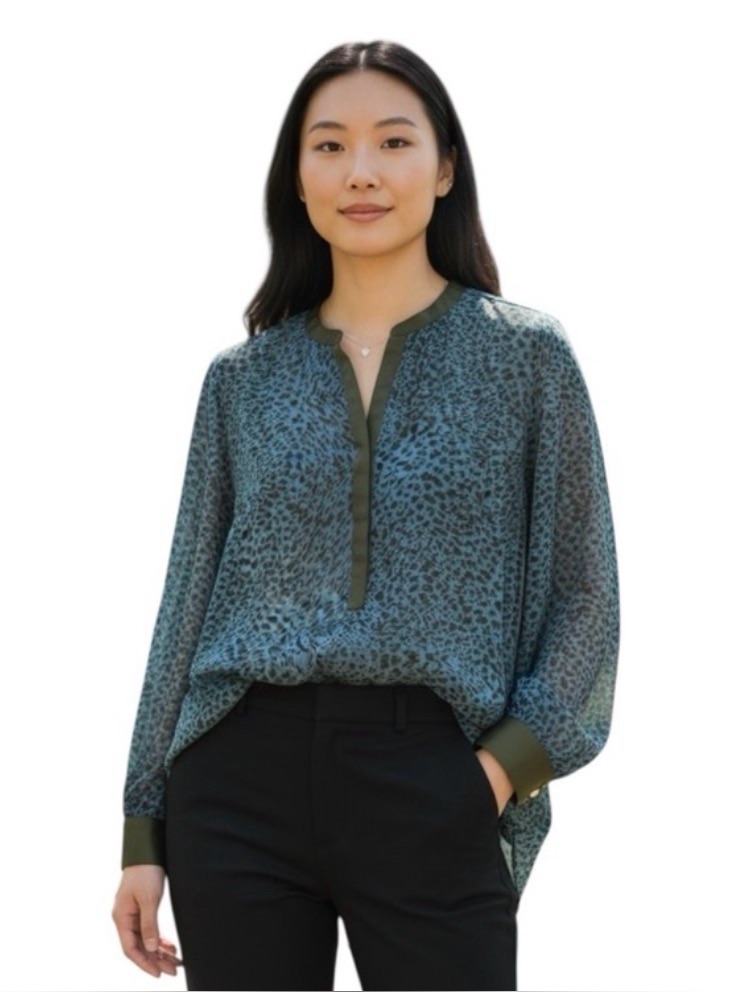 Jessica Simpson Blue Plus Size Animal Print Blouse Size 2x
